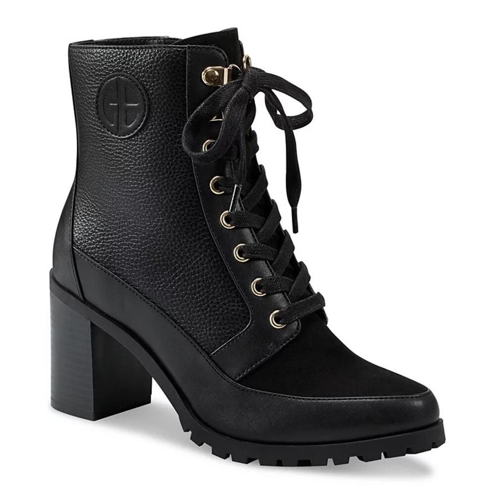 Giani Bernini Women's Keegann Lace up Lug Sole Booties, Black Size 7.5M